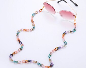 Vibrant Summer Acrylic Glasses Chain - Stylish Sunglasses and Eyeglass Holder, Perfect Gift and Fashion Accessory for Any Occasion