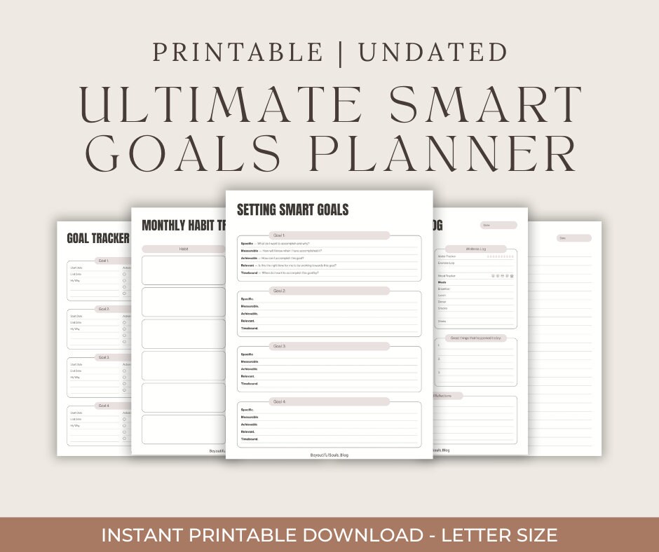 SMART Goal Planner - Printable Goal Setting Journal, Goal Planner ...