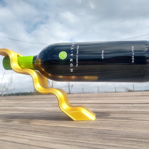 Floating Wavy Wine Bottle Holder Display