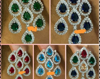 American Diamond Earrings/Swarovski earrings/CZ stone earrings/Emerald earrings/Ruby earrings/saphire earrings/Pastel pink earrings/AD Studs