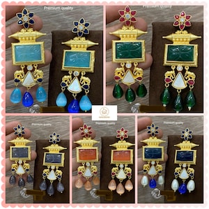 Long length Jhumkas/Kundan jhumkas/jhumkis/Monalisa stone jhumkas/Amarpali/indian jhumkas/pearl jhumkas/Stud jhumkas/Gold finish jhumkas