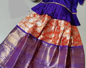 Girls traditional lehenga/Banaras lehenga/girls party dress/Indian lehenga/ethnic wear/occasional wear/traditional wear/girls lehenga