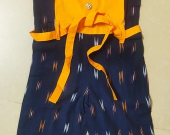 Ikkath Overalls/Ikkath with mangalgiri dresses/kids dresses/baby dresses/handmade ikkath dress/Ikkath dresses/Cotton dresses
