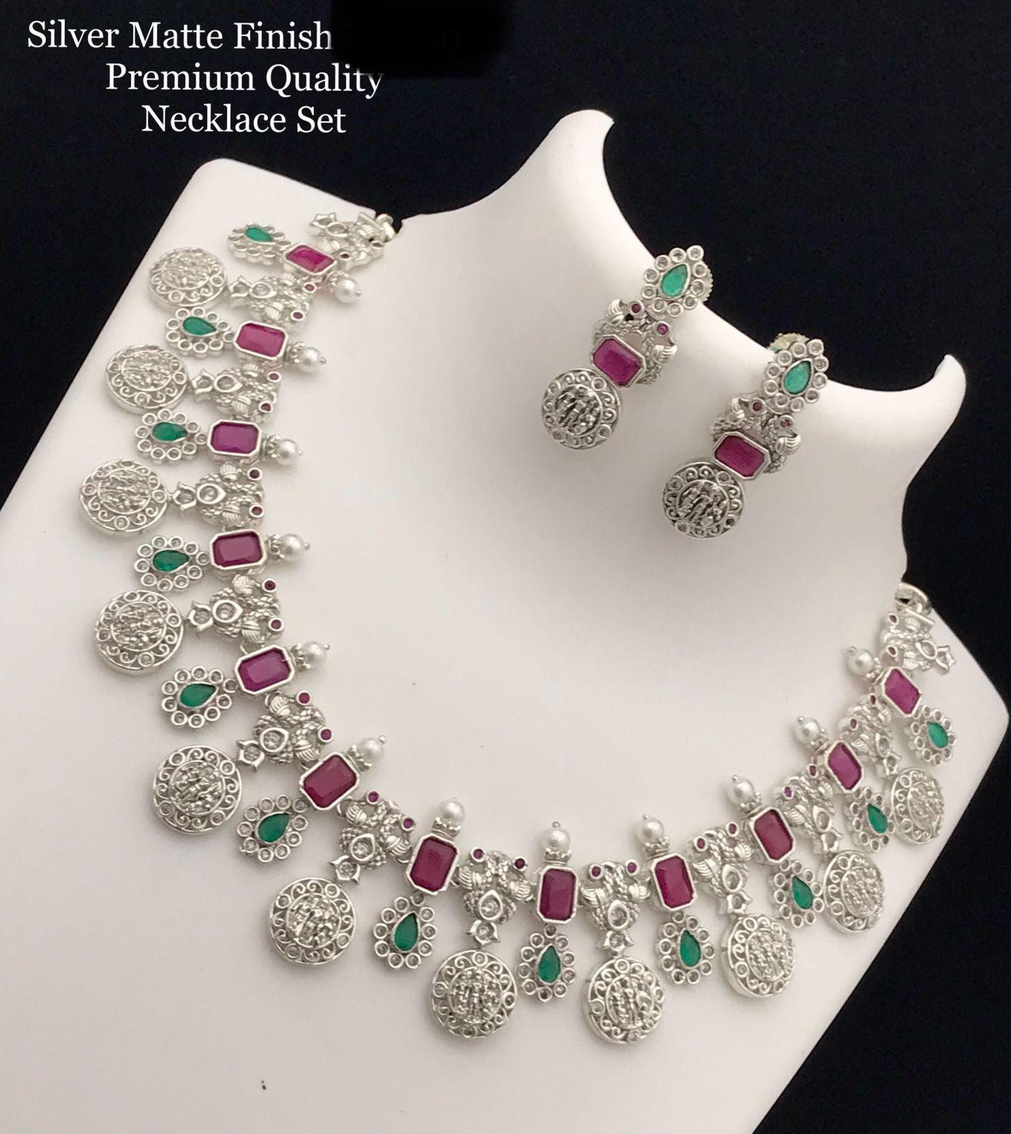 Matte silver finish necklace sale