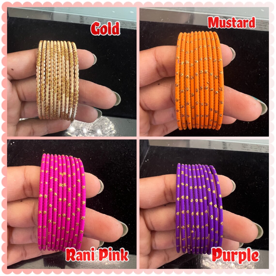 Mat Finish Metal Bangles/women Bangles/ Bangles/gold Glitter Bangles ...