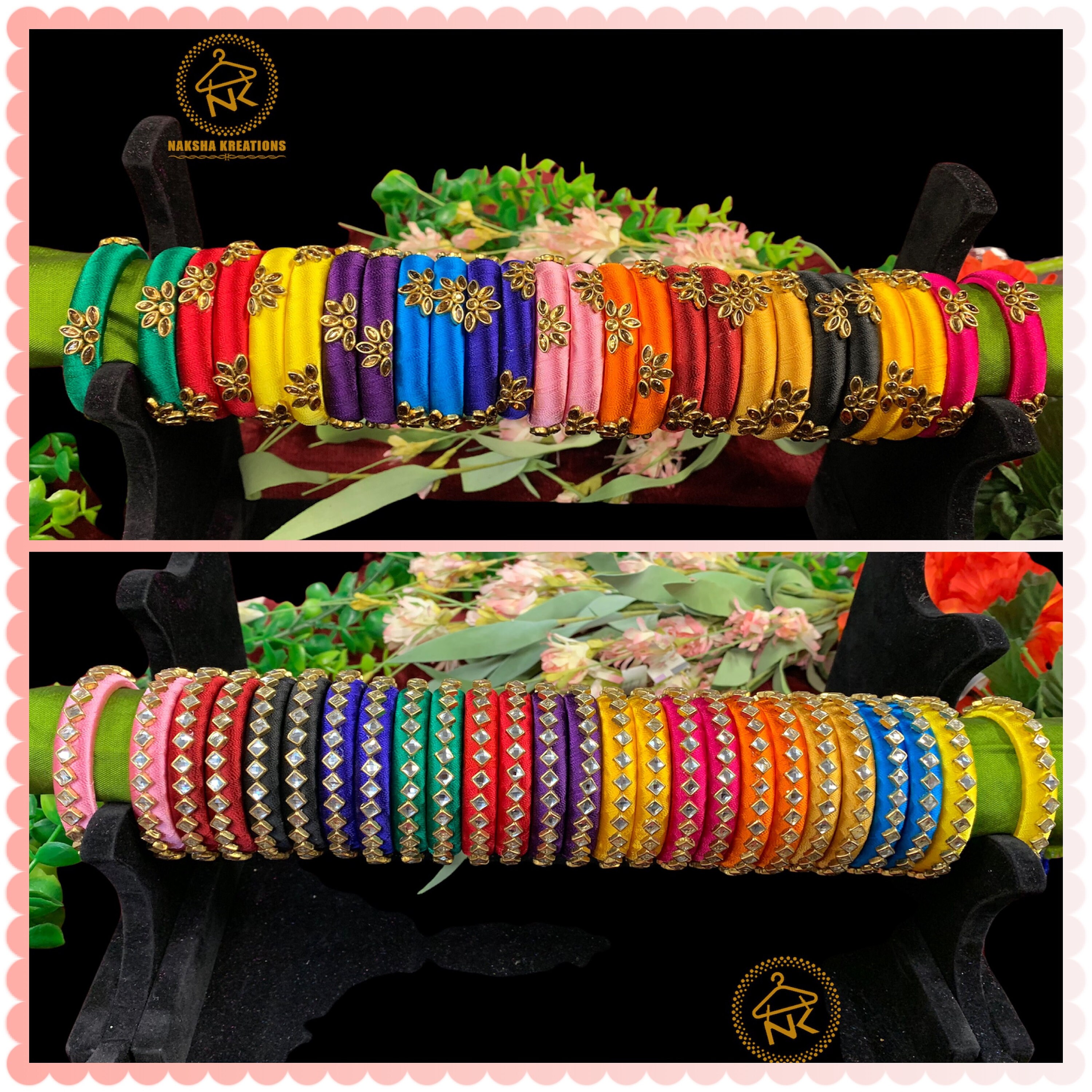Silk thread bangles/Baby Bangles/Kids bangles/maggam work bangles/pea…