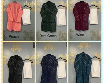 Men&#39;s kurtas/Mens ethnic wear/Mensmirror wrok kurtas/Embroidery kurtas/Mens indian kurtas/mens wear/Mens cotton kurtas/Mens kurta pyjama set