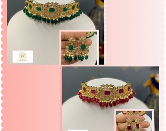 Chokers/Necklace/Ruby Necklace/Emerald necklace/Chains/Imitated jewelery/Jewelery/Choker sets/Indian chokers/Guttapusalu/Stone necklace