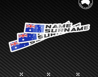 Custom Driver Name Flag Stickers Pack Racing motorcycle car go kart motocross MX helmet Sim Racing Rig Sticker Name Flag Sticker Waterproof