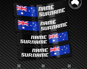 Custom Driver Name stickers black stickers decals Racing motorcycle car kart motocross MX track dirt bike Name Flag Sticker