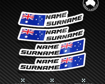 Custom Driver Name stickers pack x4 Racing motorcycle car go kart motocross MX helmet Sim Racing Rig Sticker Name Flag Sticker Waterproof