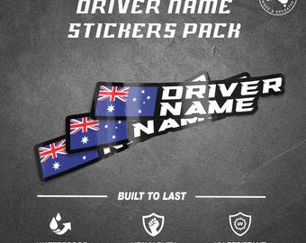 Custom Driver Name Flag Stickers Pack Racing motorcycle car go kart motocross MX helmet Sim Racing Rig Sticker Name Flag Sticker Waterproof