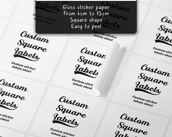 Square Labels Gloss Paper Stickers Sheet