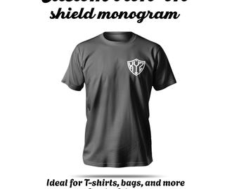 Custom Iron On Monogram Shield 3 letters