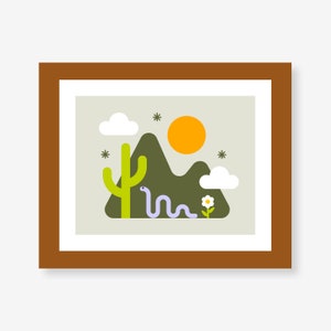 Simple Illustration Desert Landscape Digital Print