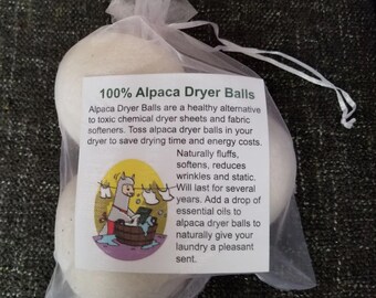 Solid White Wet Felted Alpaca Dryer Balls-A Healthy Natural Alternative!