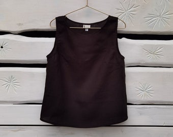 Loose Tank top | Black linen top | Linen clothing | Boxy linen top | Women linen clothing