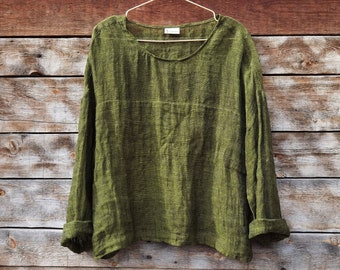Blusa de linho | Top de linho branco | Top de linho | Linho | Vestuário de linho | Roupas de linho feitas à mão | Tops de linho para mulheres | Top de linho solto