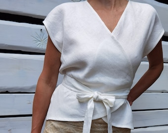 Linen wrap top | Linen clothing | Linen blouse | Eco clothing | Natural linen