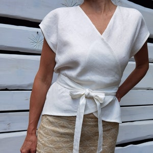Linen wrap top | Linen clothing | Linen blouse | Eco clothing | Natural linen