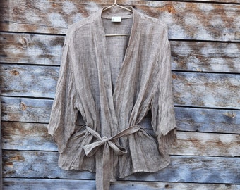 Light linen kimono top | Linen Wrap Top | Linen clothing