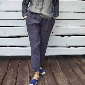 Linen pants | Linen trousers | Elastic waist pants | Linen clothing | Summer linen pants | Pants with pockets