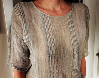 Linnen top | Licht linnen blouse | Natuurlijke linnen blouse |  Linnen losse blouse