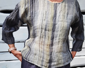 Light Linen Blouse | Linen grey top | Linen top | Flax | Linen clothing | Handmade Linen Clothing | Linen tops for women | Loose linen top
