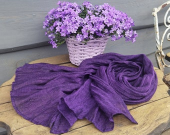 Natural Linen Scarf | Shades of violet | Gauze linen scarf | Summer scarf