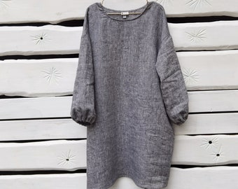 Linen dress | Natural linen | Linen dresses | Linen clothes | Loose dress | Natural dress | Linen dress with long sleeves | Balloon sleeve