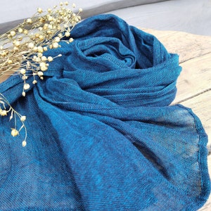 Linen scarf | Natural scarf | Linen scarf summer | Blue scarf | Gauze linen scarf | Linen shawl | Linen scarves | Natural linen | Flax