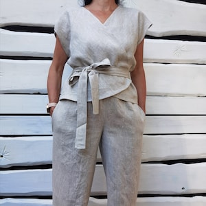 Linen wrap top | Linen clothing | Linen blouse | Wrapped blouse | Eco clothing | Natural linen