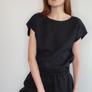 Linen top | Black linen top | Linen blouse | Loose Linen Top | Linen clothing | Boxy linen top | Women linen clothing | Linen shirt | Blouse