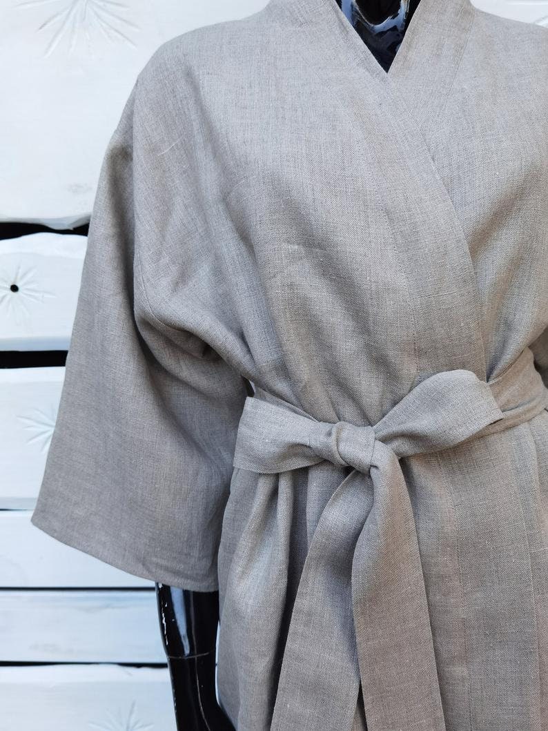 Linen Kimono Kimono Dress Mustard Dress Linen Kimono | Etsy