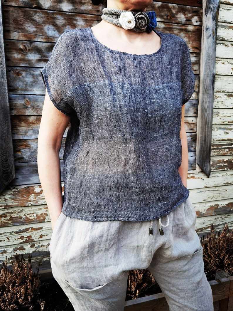 Lightweight Linen Top Linen Blouse Linen Top Natural Etsy