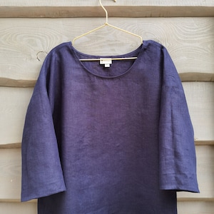 Organic Linen Blouse 3/4 Sleeve Handmade Linen Clothing - Etsy