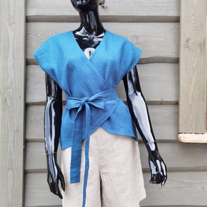 Linen wrap top | Linen clothing | Linen blouse | Wrapped blouse | Eco clothing | Natural linen
