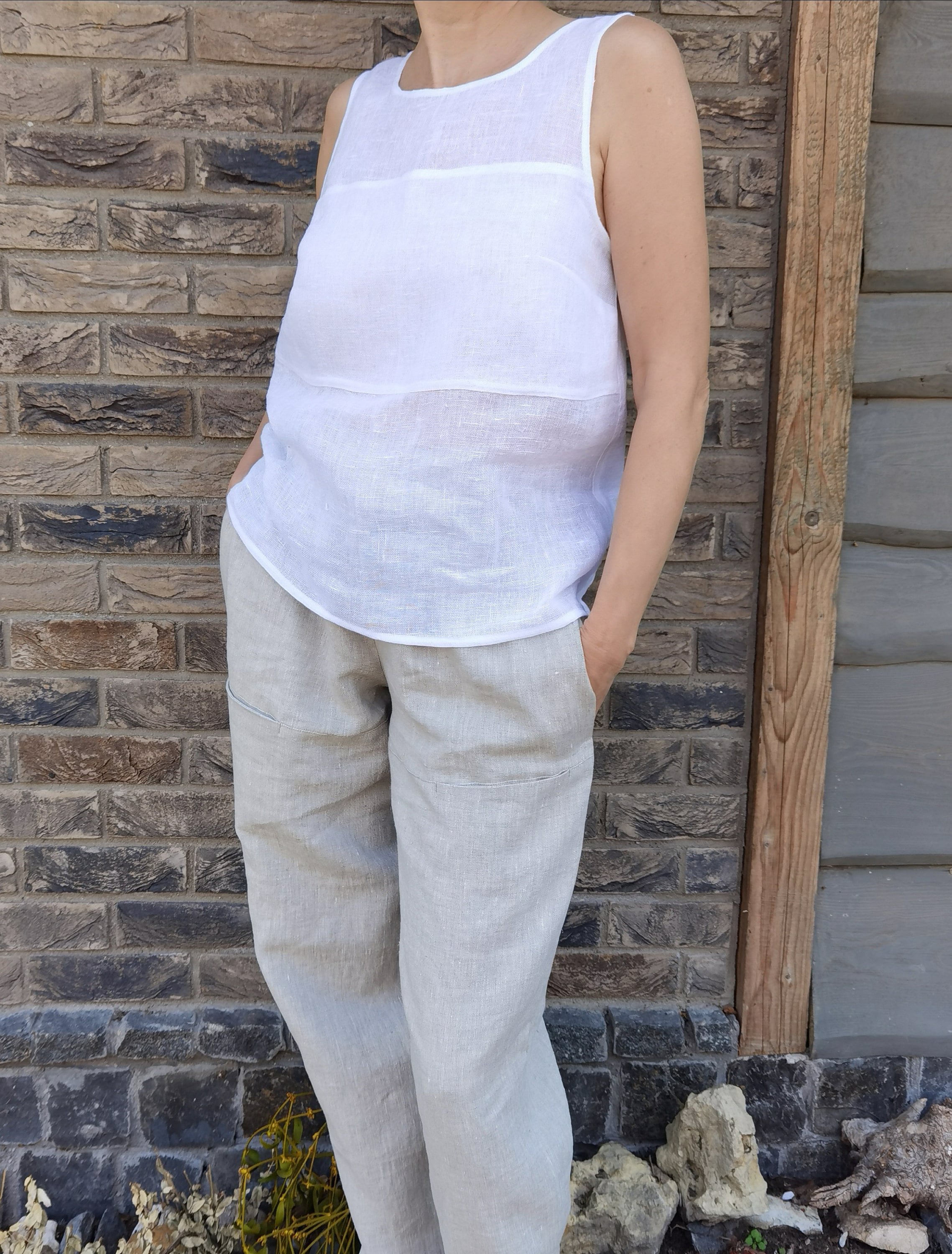 Tank top White linen top Linen blouse Loose Linen Top Etsy