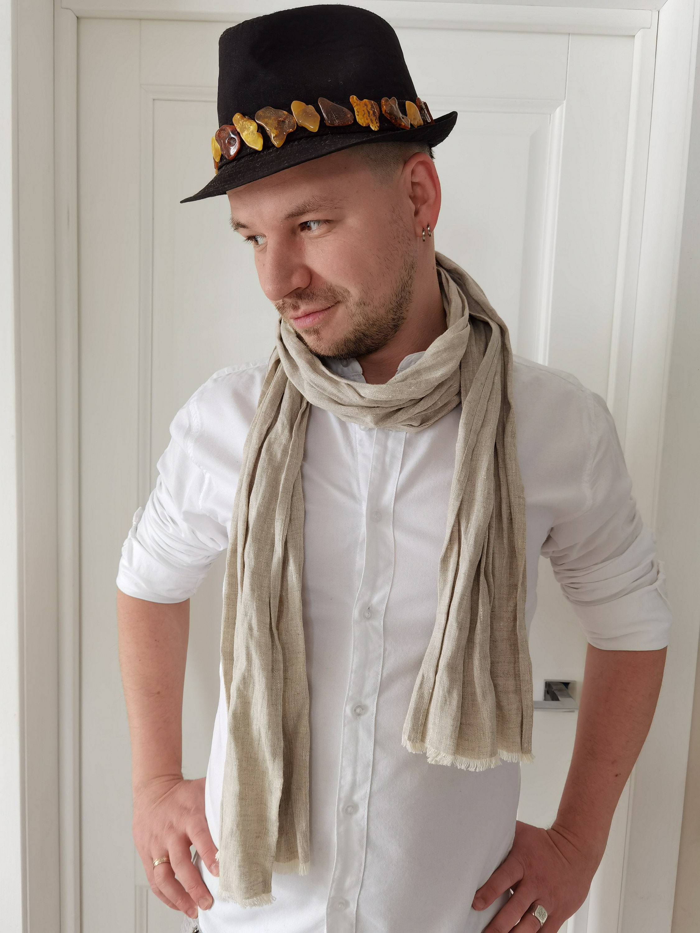 Unisex linen scarf Linen summer scarf Men's scarf Etsy