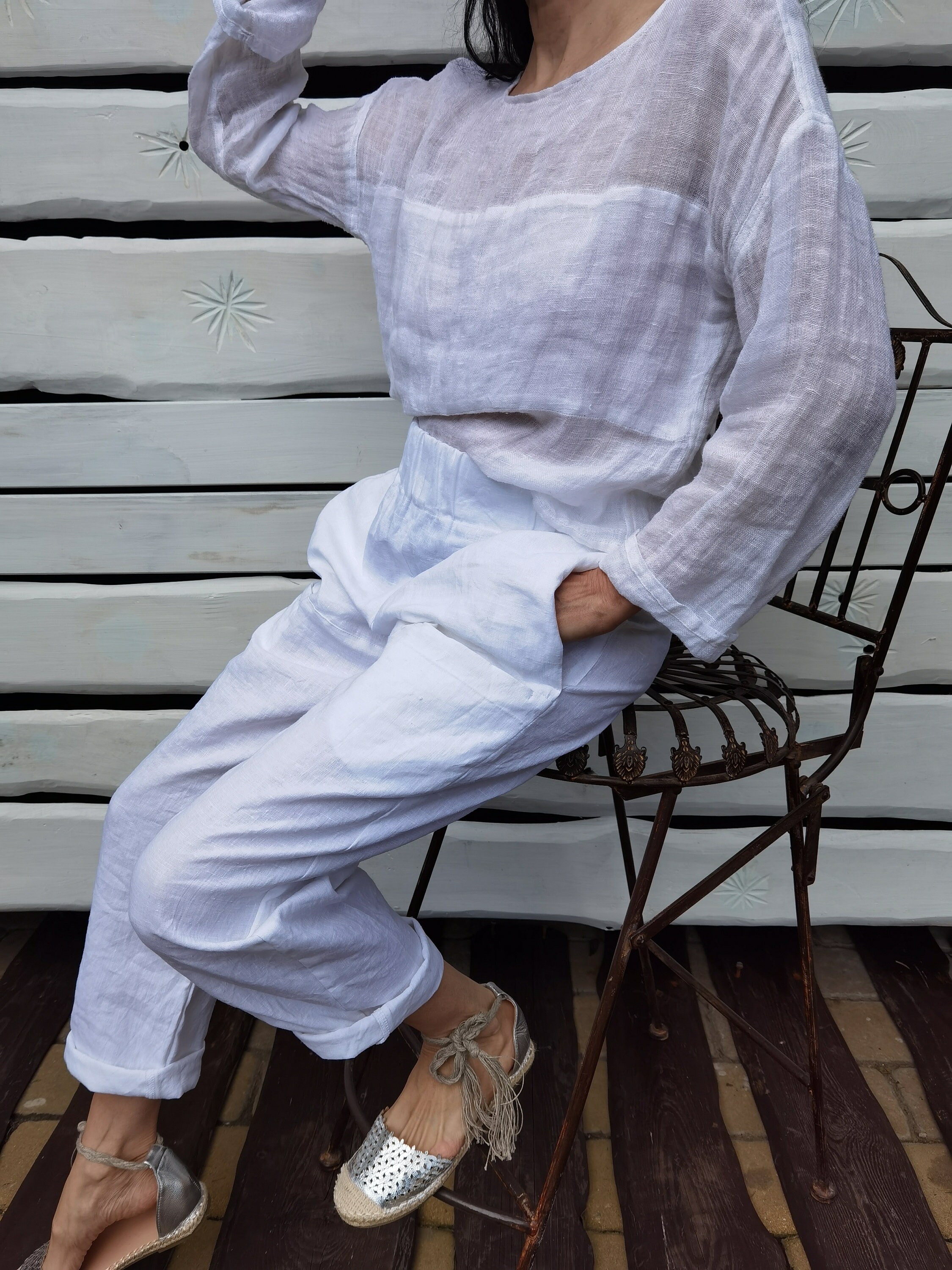 Linen Blouse Linen White Top Linen Top Flax Linen Etsy Australia