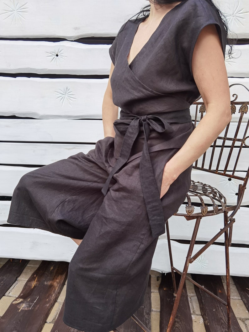 Linen Wrap Top Linen Clothing Linen Blouse Wrapped Etsy