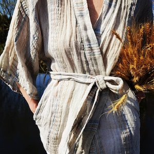 Light linen kimono top | Linen Wrap Top | Linen blouse | Linen top | Summer blouse | Kimono wrap top | Linen clothing | Linen wrap