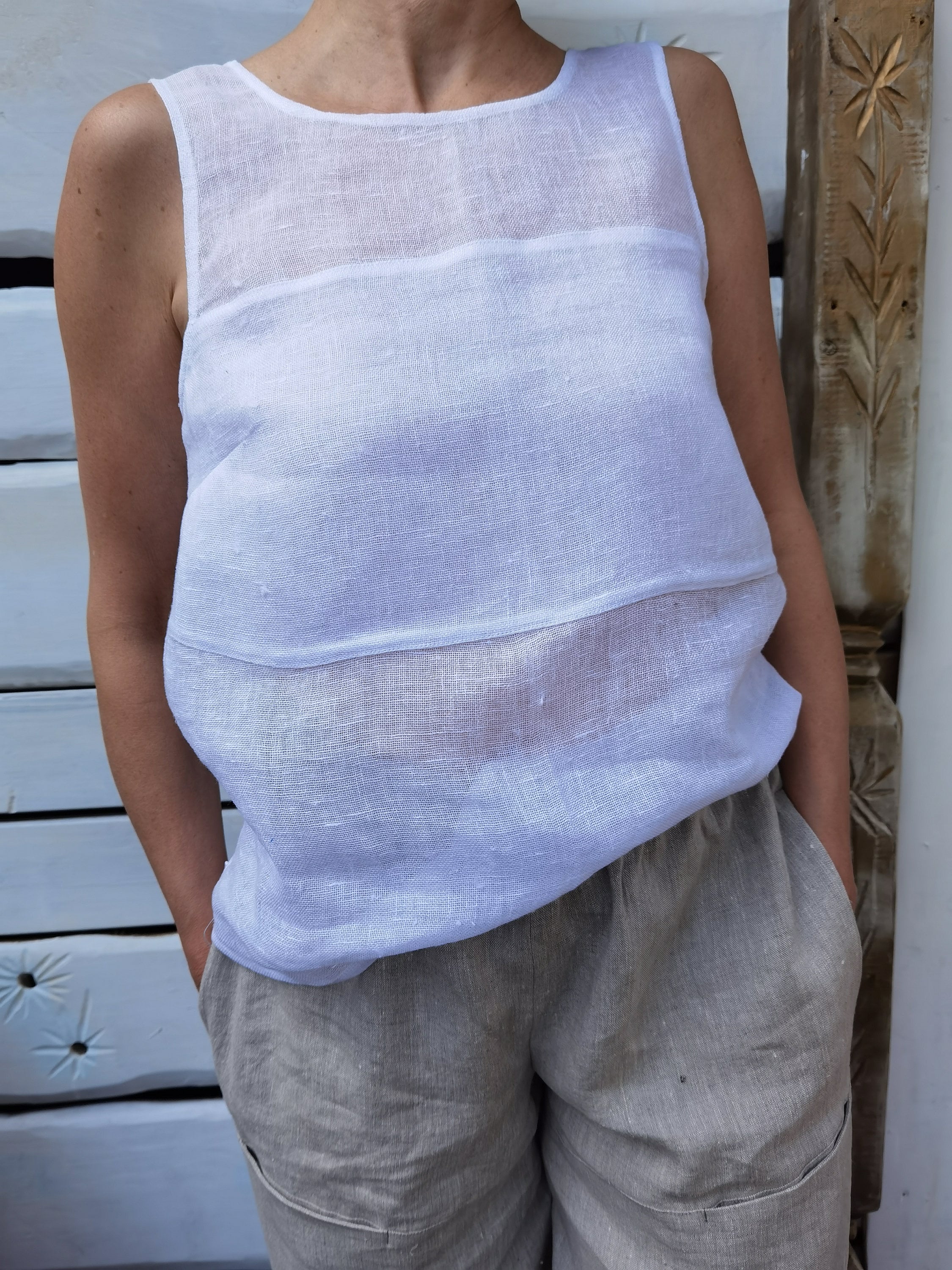 Tank top White linen top Linen blouse Loose Linen Top Etsy