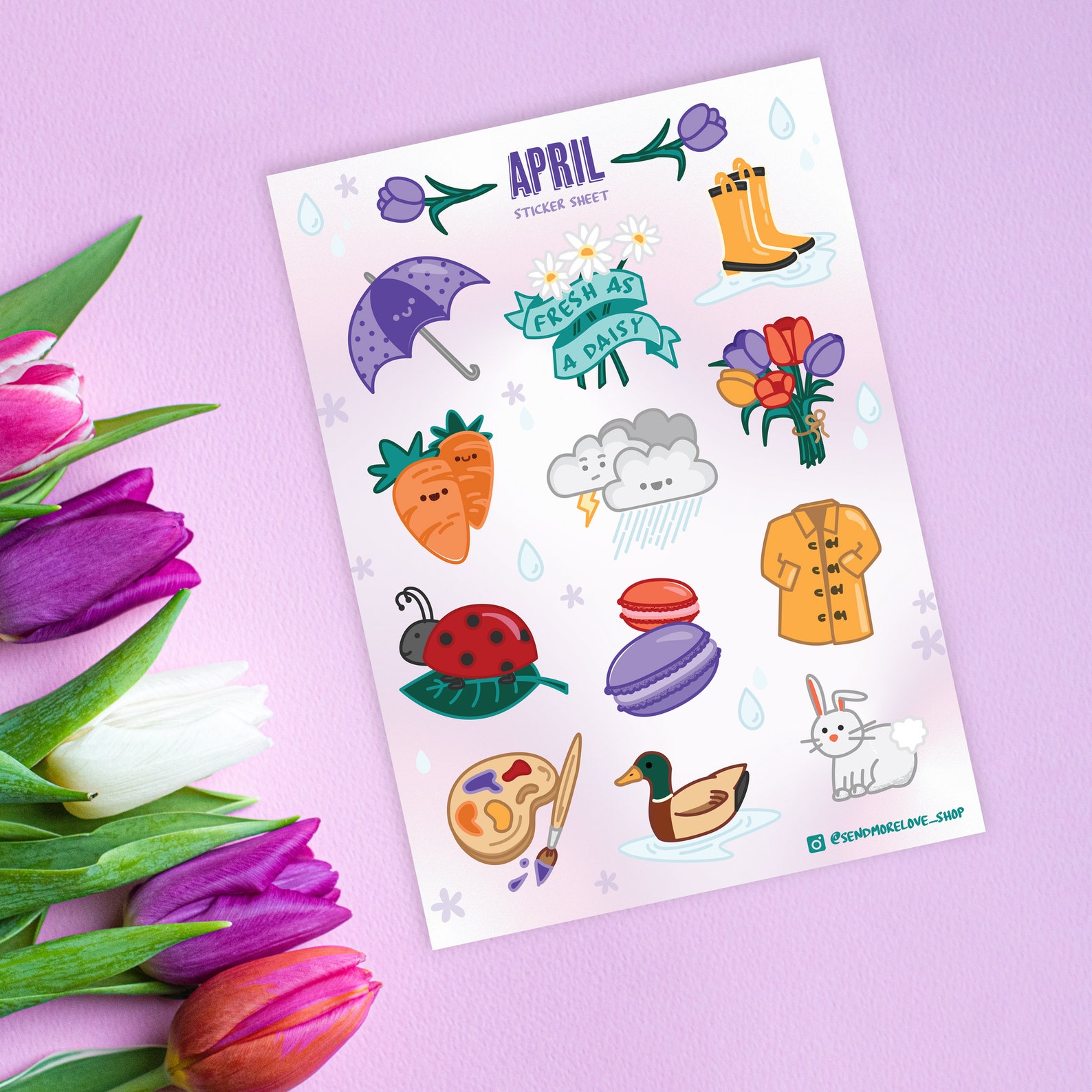 April Sticker Sheet Spring Months of the Year Calendar | Etsy