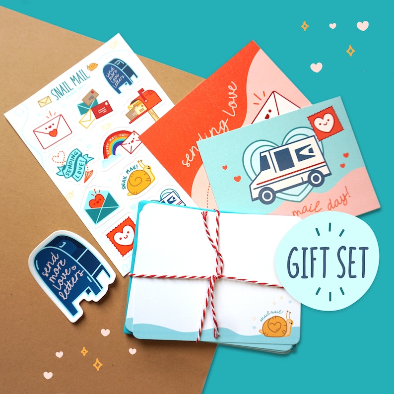 Snail Mail Stationery Gift Set | Notecards, Postcards & Stickers - Etsy