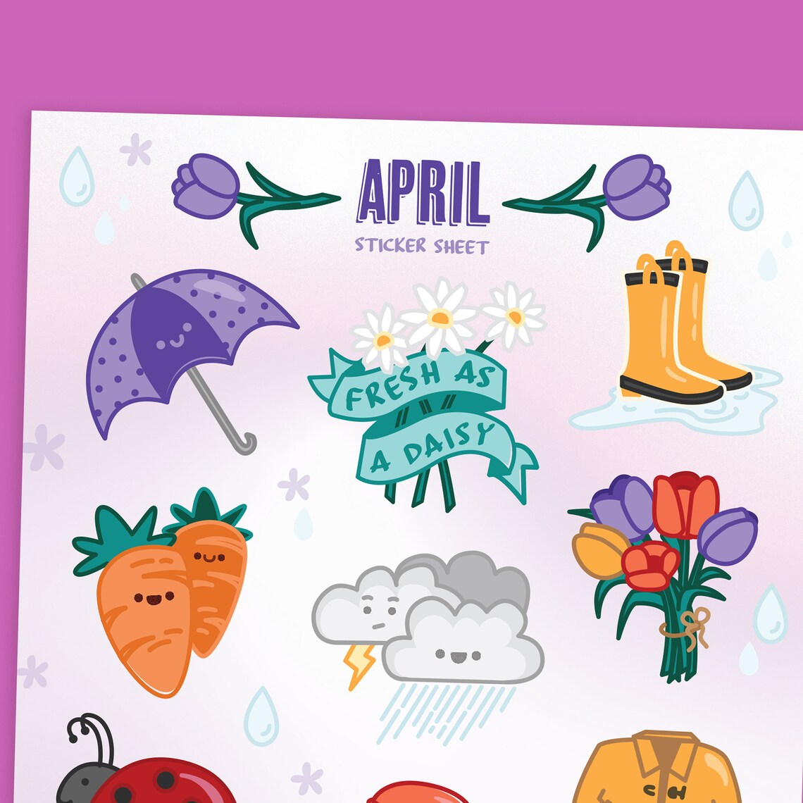 April Sticker Sheet Spring Months of the Year Calendar | Etsy