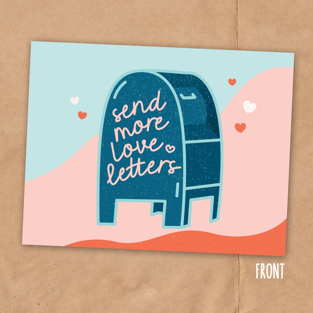 Send It Lettering Send More Love Letters Postcard | USPS Mailbox Note - Etsy