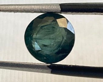 1.95 Carat Natural Bi-Color Sapphire 7.20mm Round Faceted Loose Gemstone, Blue and Green Parti Sapphire / Custom Ring