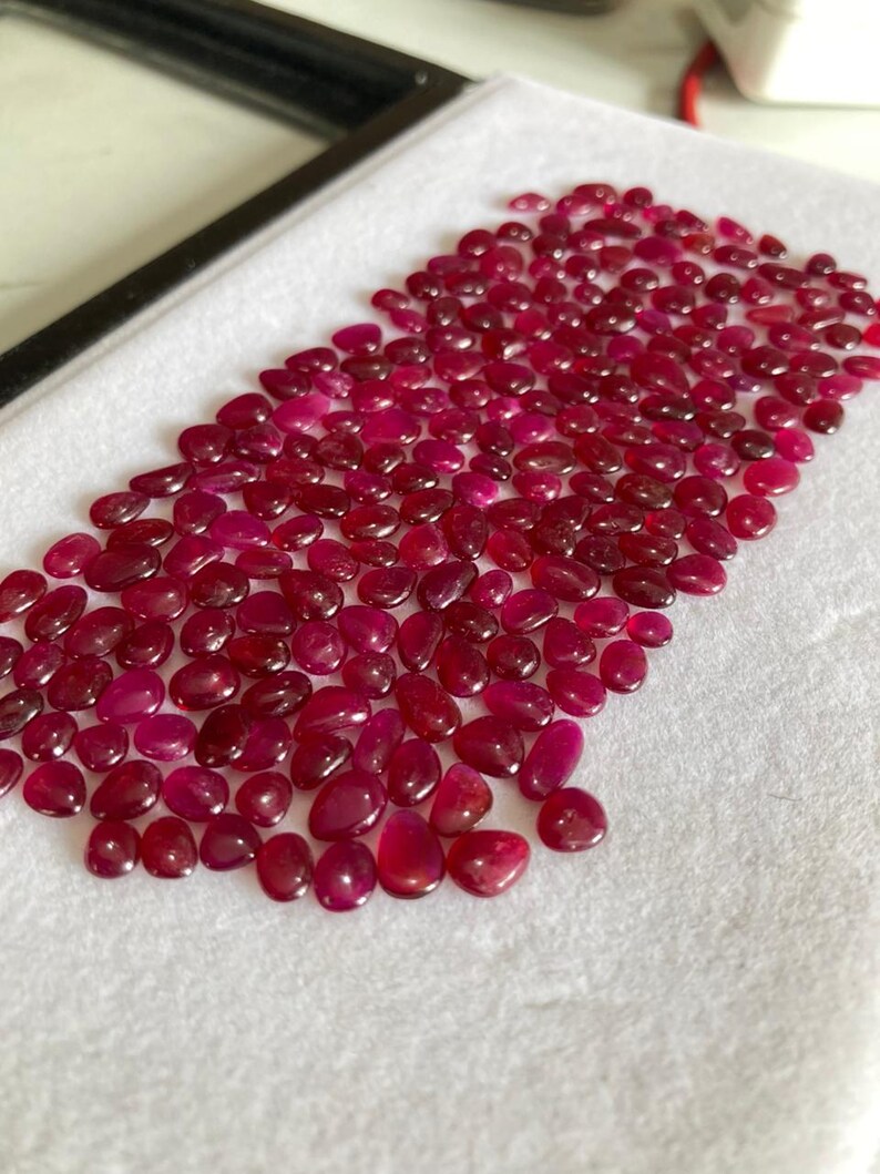 20 Pieces Natural Ruby Smooth Cut Slices Cabochons, Glossy Ruby Rose ...