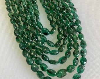 Natural Zambian Emerald Beads, Uneven Tumble Nugget, 4-8 mm / 18 inches / 1 strand